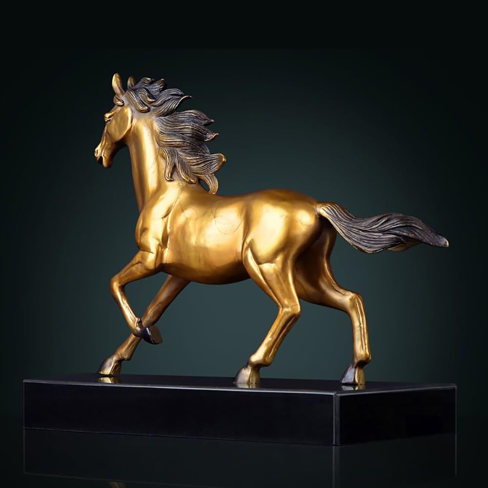 Amazon.co.jp: YouFine 走る馬のブロンズ彫刻 大理石ベース付き